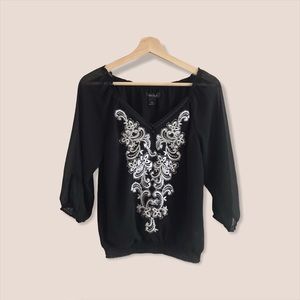 White House Black Market Black Blouse